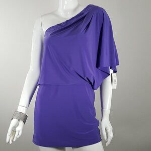 New Directions Purple One Shoulder Dress